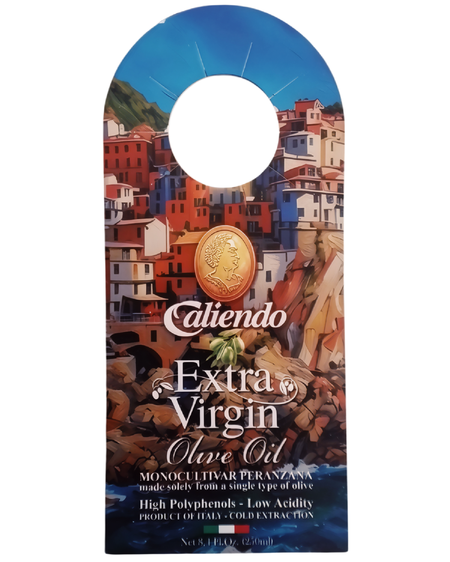 Caliendo AMALFI Premium Peranzana Extra Virgin Olive Oil – 8.4 Fl Oz (250ml) Hand Crafted Ceramic Bottle