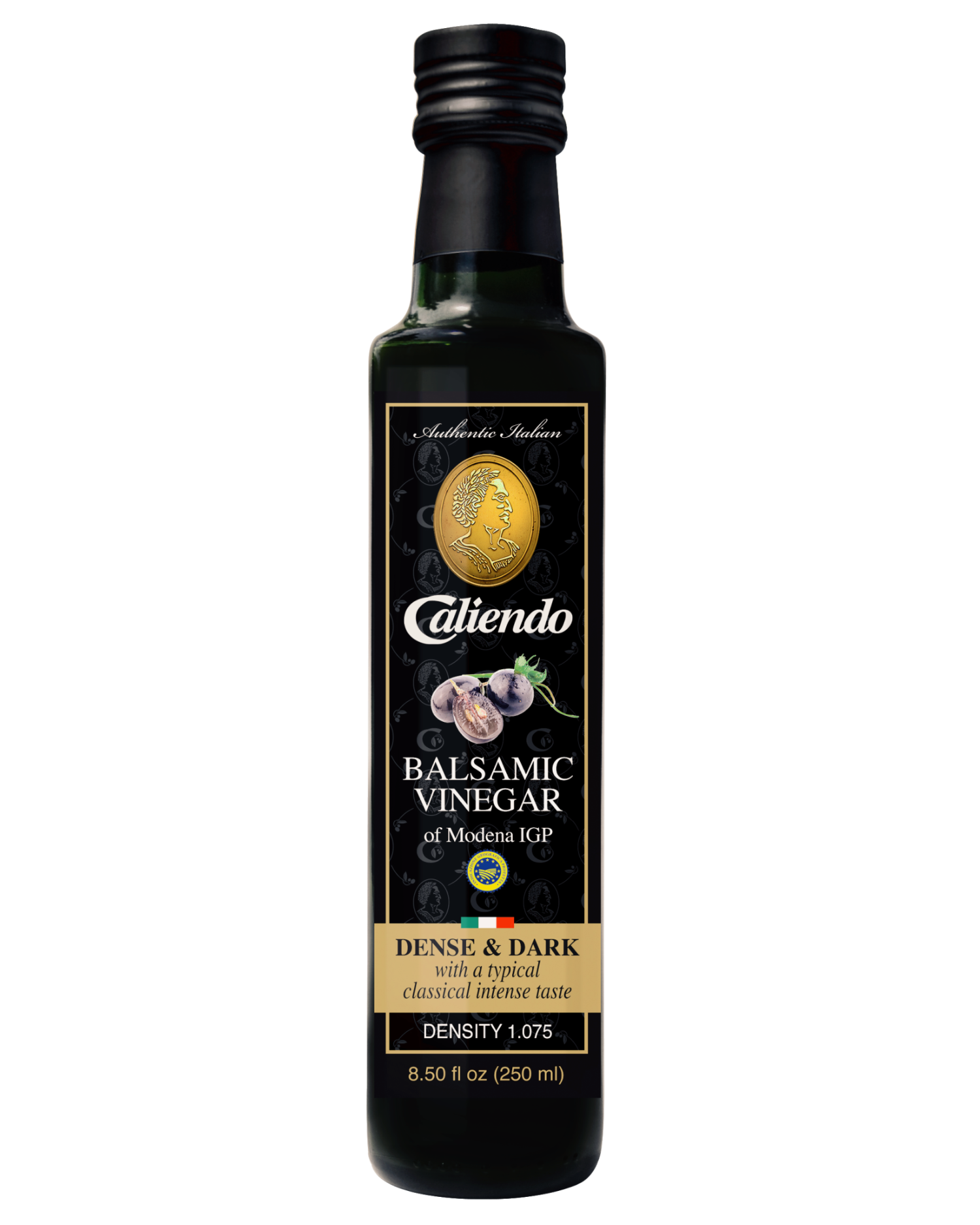 Caliendo Authentic Italian Balsamic Vinegar of Modena of IGP, 1.075 Density 8.5 Fl Oz Glass Bottle