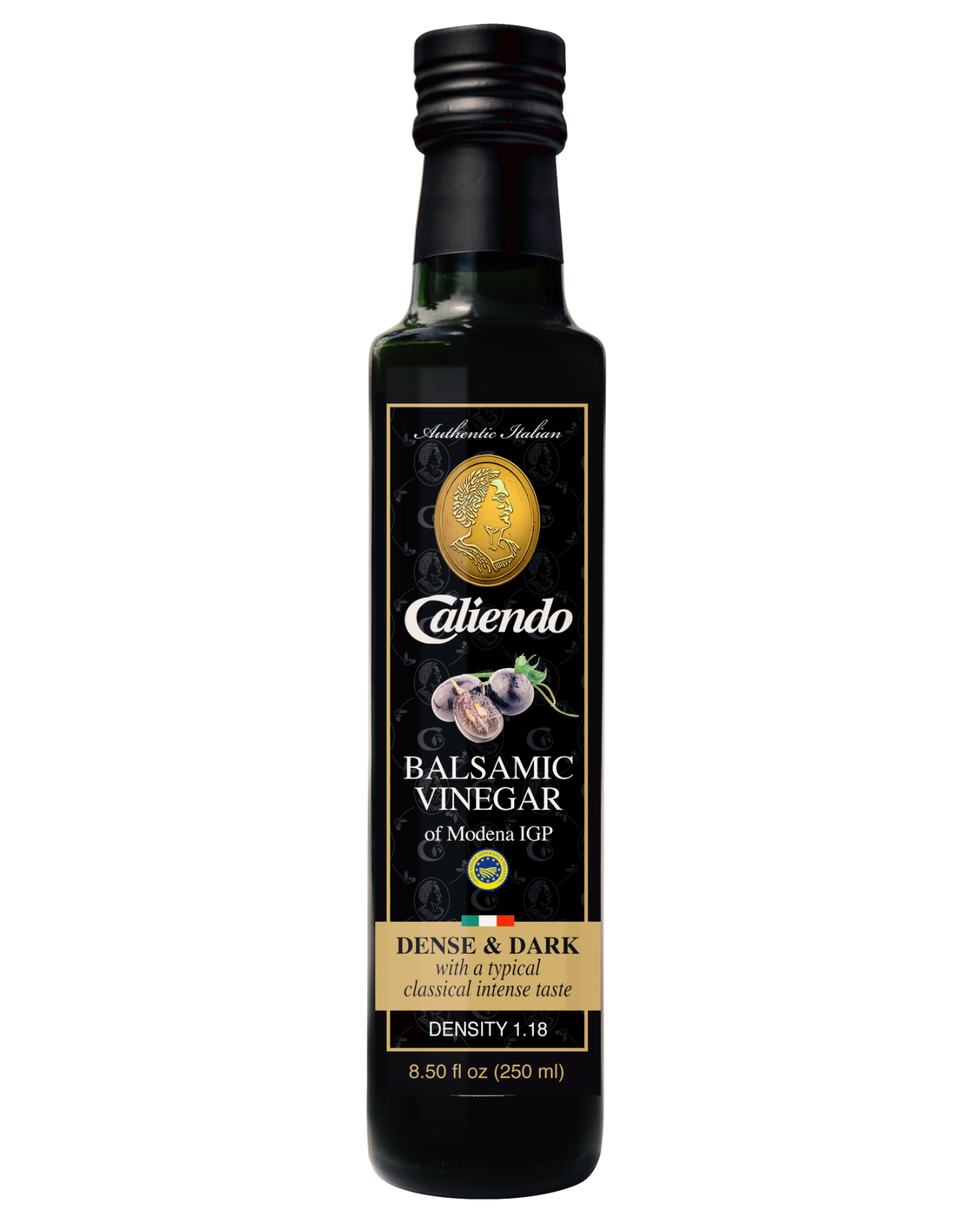 Caliendo Authentic Italian Balsamic Vinegar of Modena of IGP, 1.18 Density 8.5 Fl Oz Glass Bottle