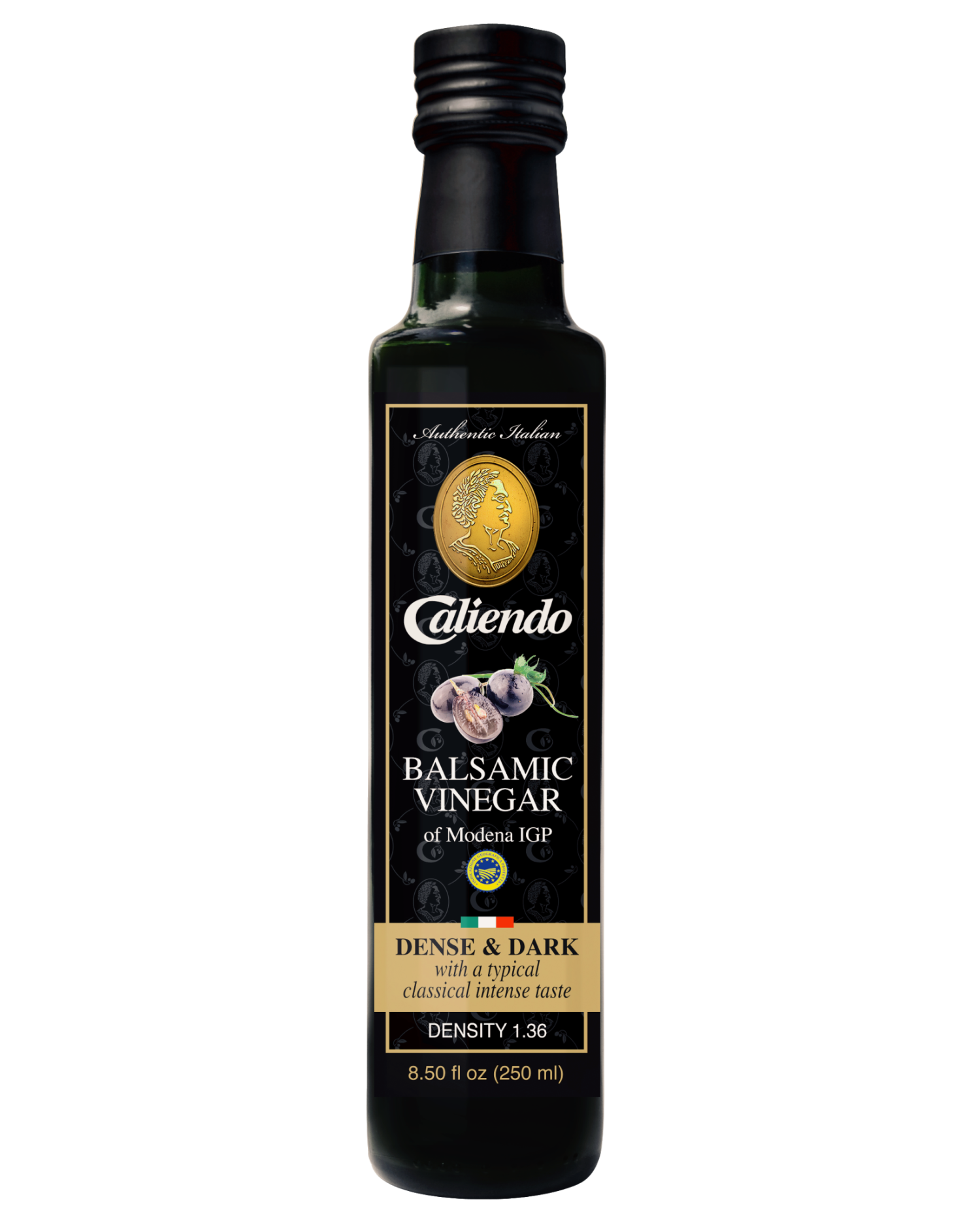 Caliendo Authentic Italian Balsamic Vinegar of Modena of IGP, 1.36 Density 8.5 Fl Oz Glass Bottle