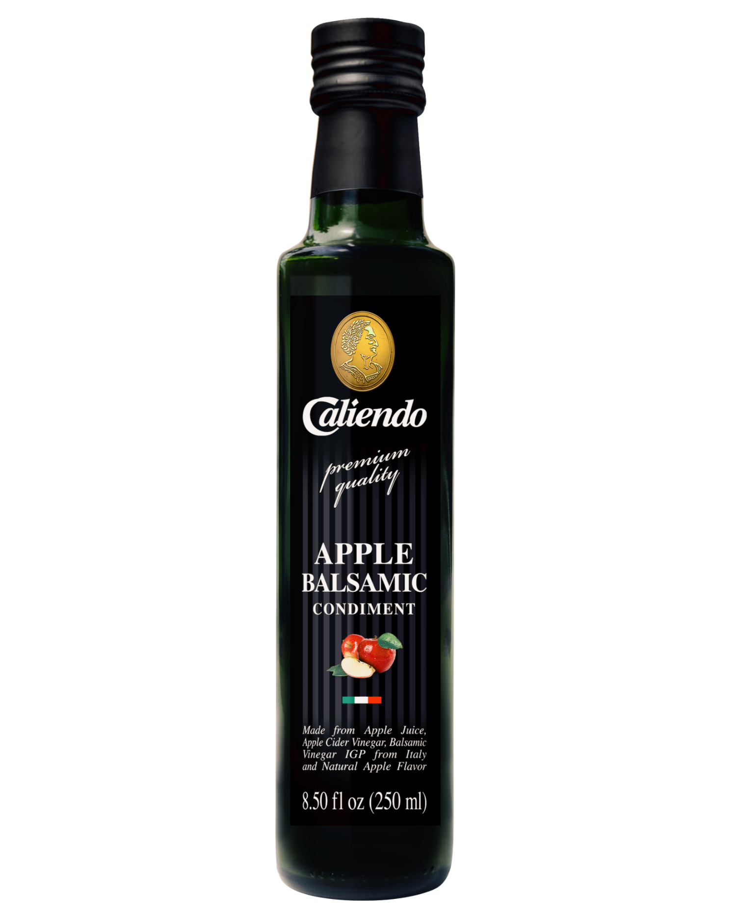 Caliendo Apple Infused Balsamic Vinegar, Modena IGP, Authentic Italian - 8.5 Fl Oz Bottle