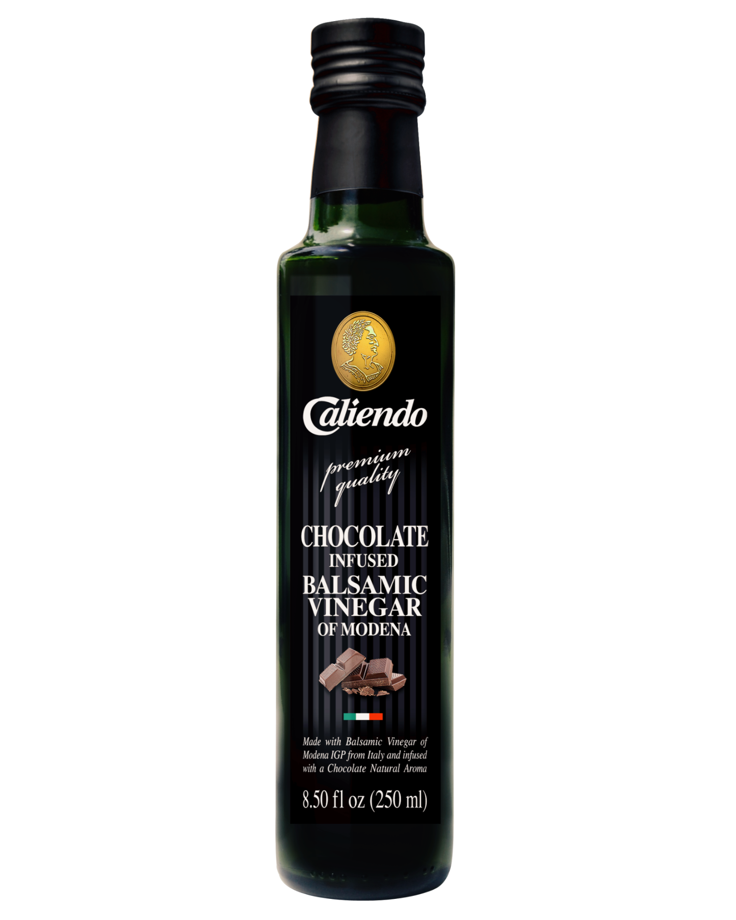 Caliendo Chocolate Infused Balsamic Vinegar, Modena IGP, Authentic Italian - 8.5 Fl Oz Bottle