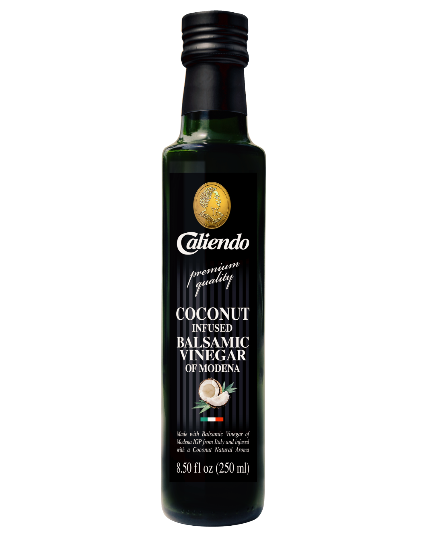 Caliendo Coconut Infused Balsamic Vinegar, Modena IGP, Authentic Italian - 8.5 Fl Oz Bottle