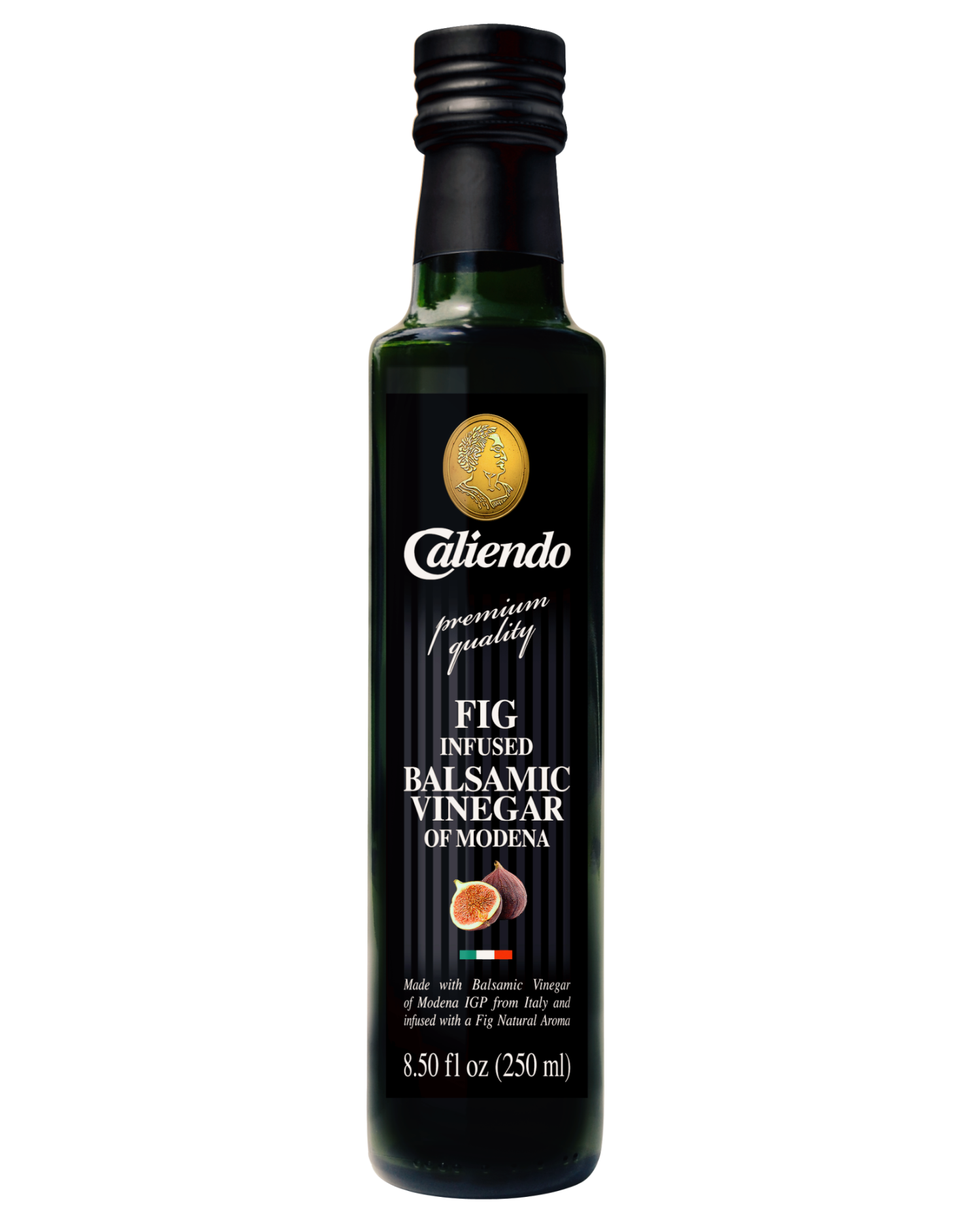 Caliendo Fig Infused Balsamic Vinegar, Modena IGP, Authentic Italian - 8.5 Fl Oz Bottle