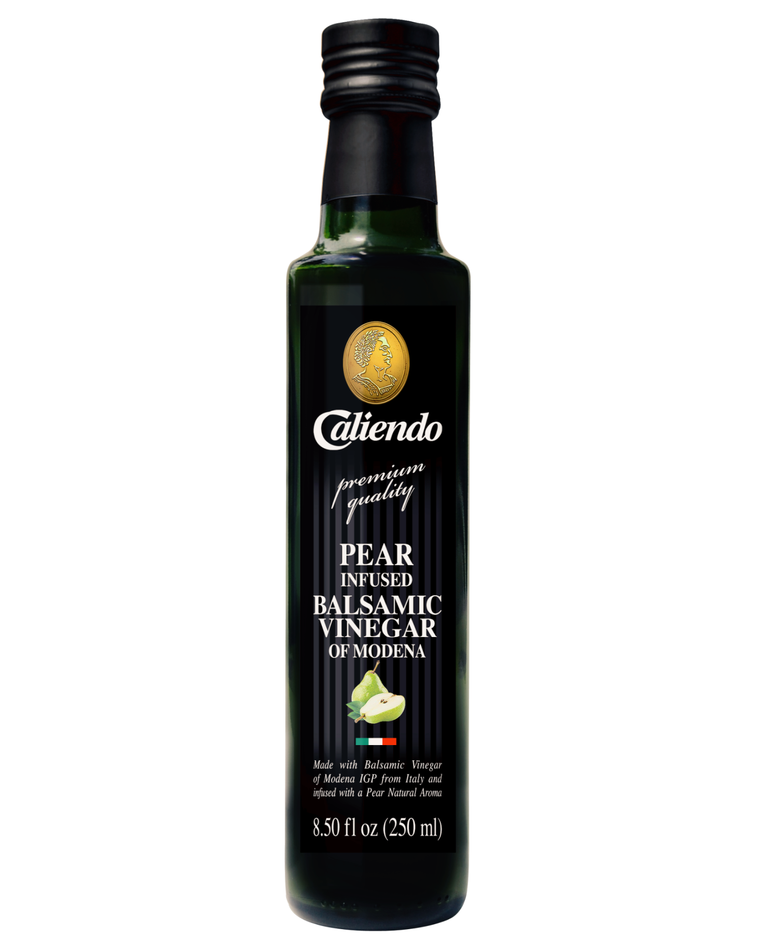 Caliendo Pear Infused Balsamic Vinegar, Modena IGP, Authentic Italian - 8.5 Fl Oz Bottle