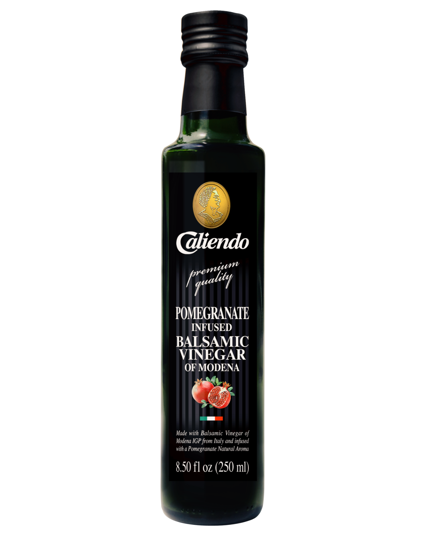 Caliendo Pomegranate Infused Balsamic Vinegar, Modena IGP, Authentic Italian - 8.5 Fl Oz Bottle