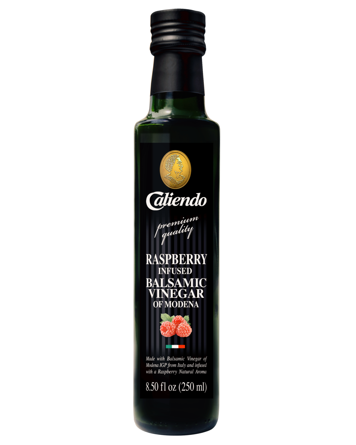 Caliendo Raspberry Infused Balsamic Vinegar, Modena IGP, Authentic Italian - 8.5 Fl Oz Bottle