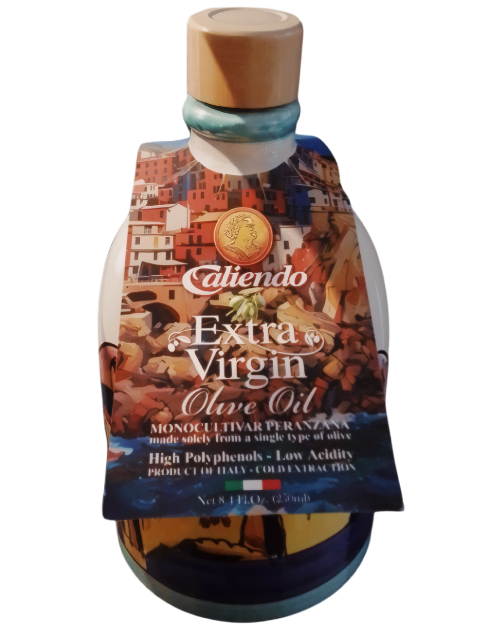 Caliendo AMALFI Premium Peranzana Extra Virgin Olive Oil – 8.4 Fl Oz (250ml) Hand Crafted Ceramic Bottle