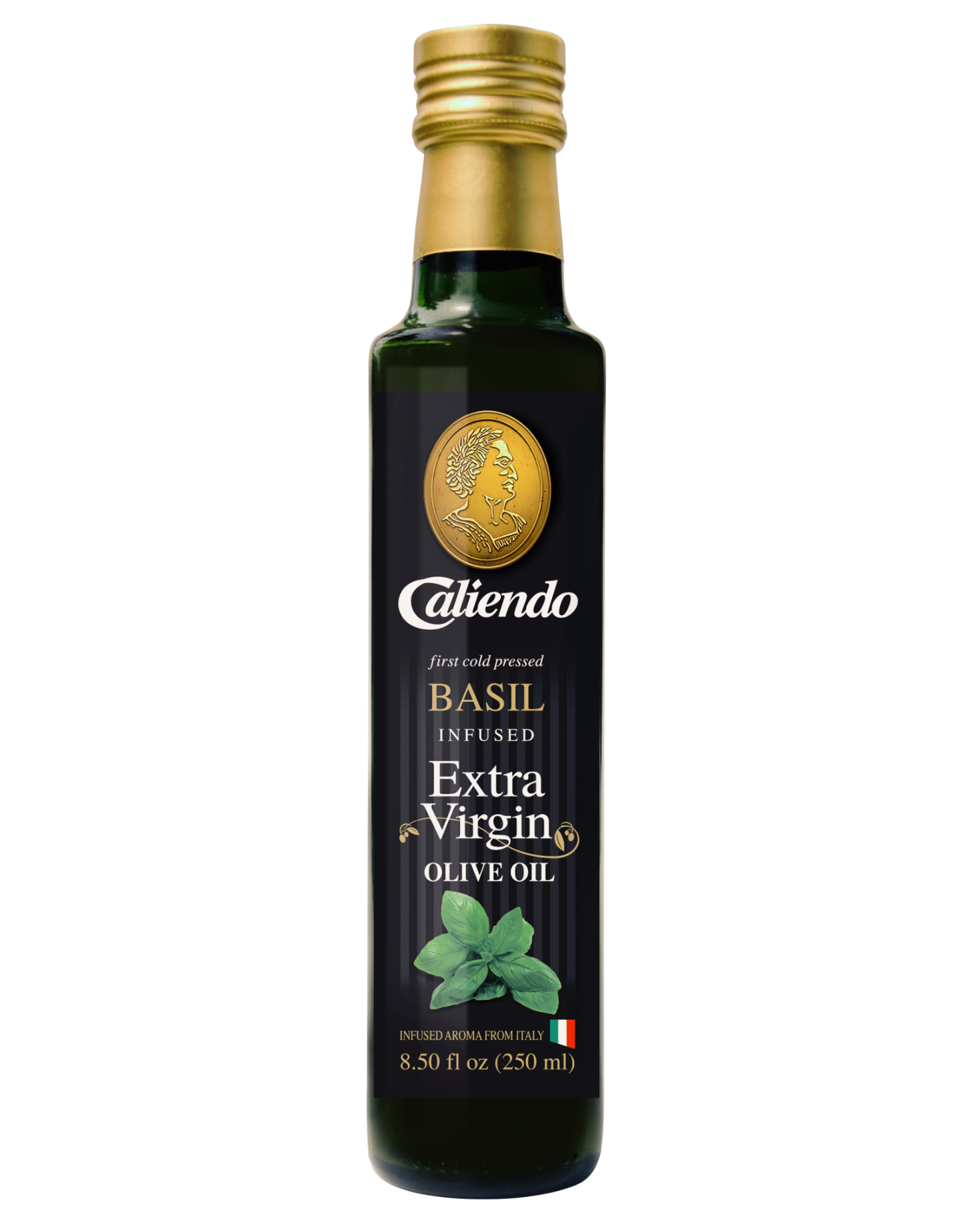 Caliendo Premium Basil Infused Extra Virgin Olive Oil, Authentic Italian 8.5 Fl Oz (250 ml) Bottle