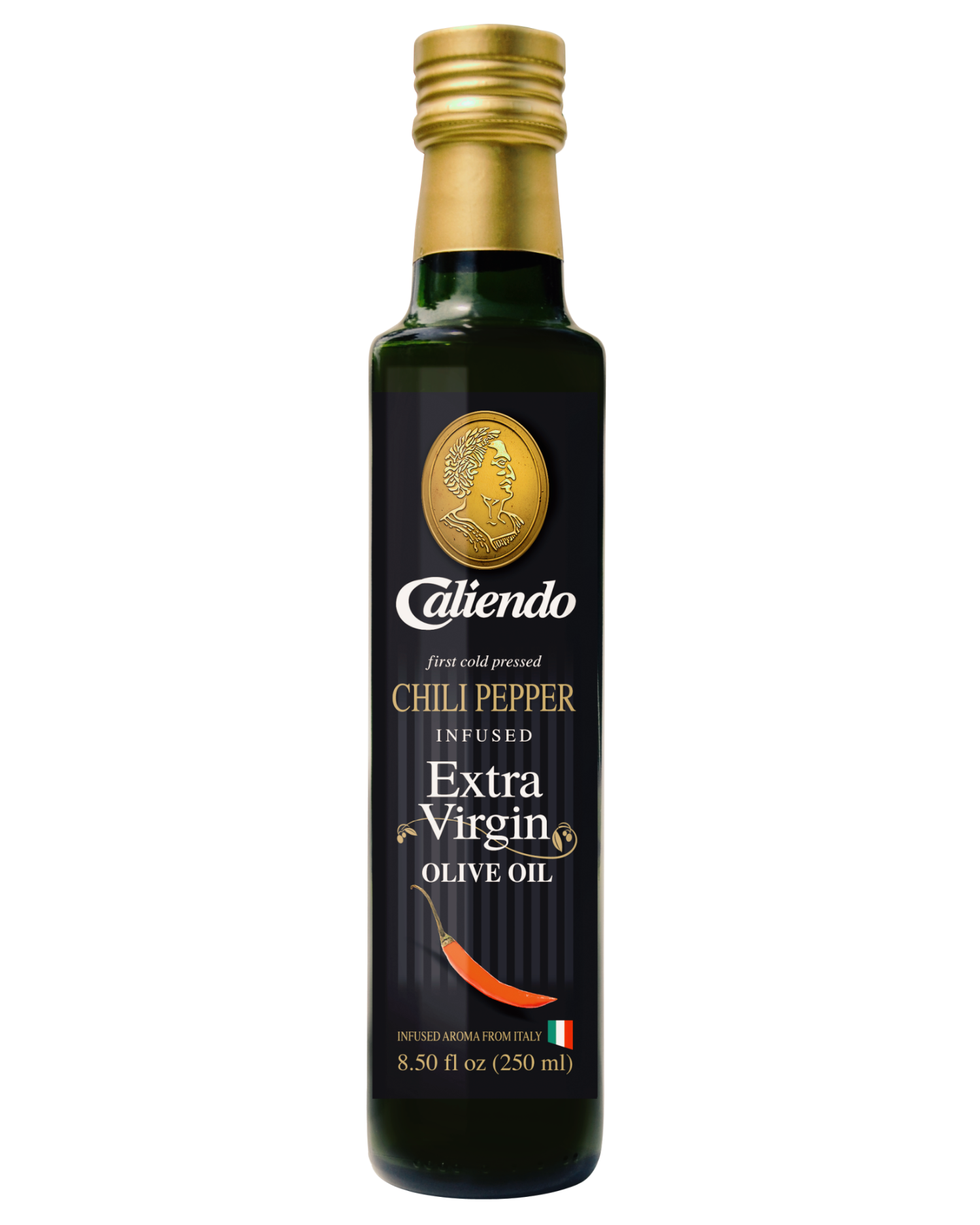 Caliendo Premium Chili Pepper Infused Extra Virgin Olive Oil, Authentic Italian - 8.5 Fl Oz Bottle