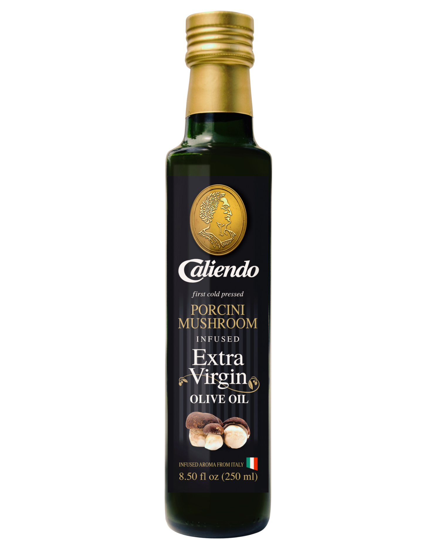 Caliendo Premium Porcini Mushroom Infused Extra Virgin Olive Oil, Authentic Italian - 8.5 Fl Oz Bottle