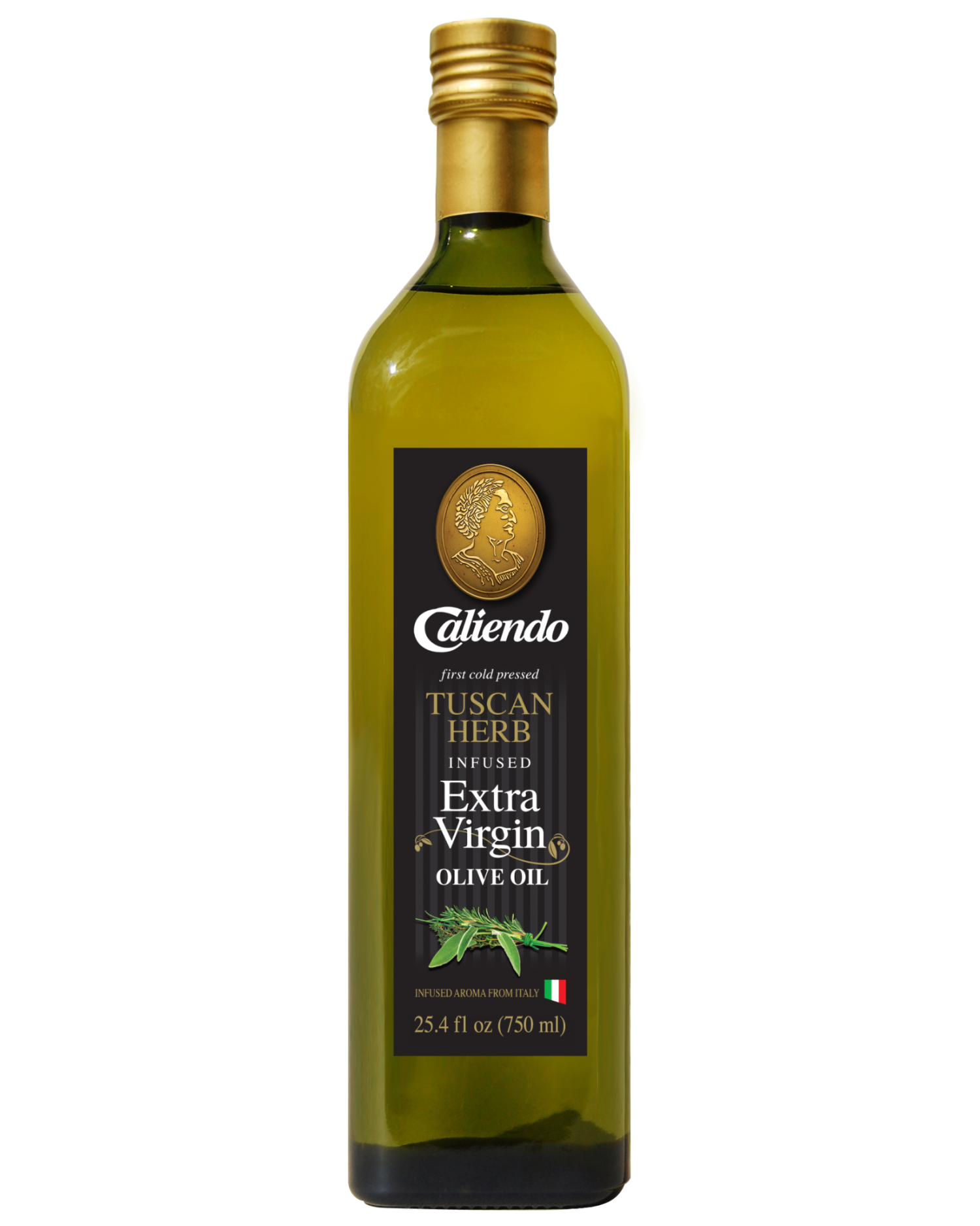 Caliendo Premium Tuscan Herb Infused Extra Virgin Olive Oil, Authentic Italian - 24.5 Fl Oz (750ML) Bottle