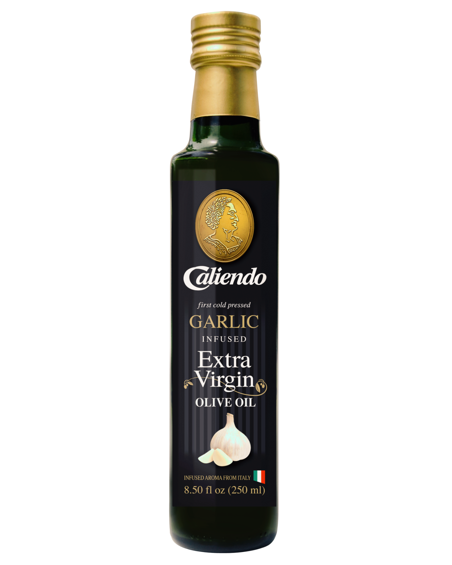 Caliendo Premium Garlic Infused Extra Virgin Olive Oil, Authentic Italian 8.5 Fl Oz Bottle