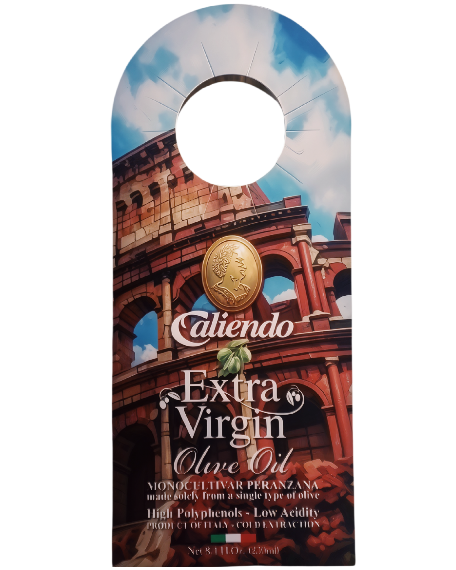 Caliendo ROMA Premium Peranzana Extra Virgin Olive Oil – 8.4 Fl Oz (250ml) Hand Crafted Ceramic Bottle
